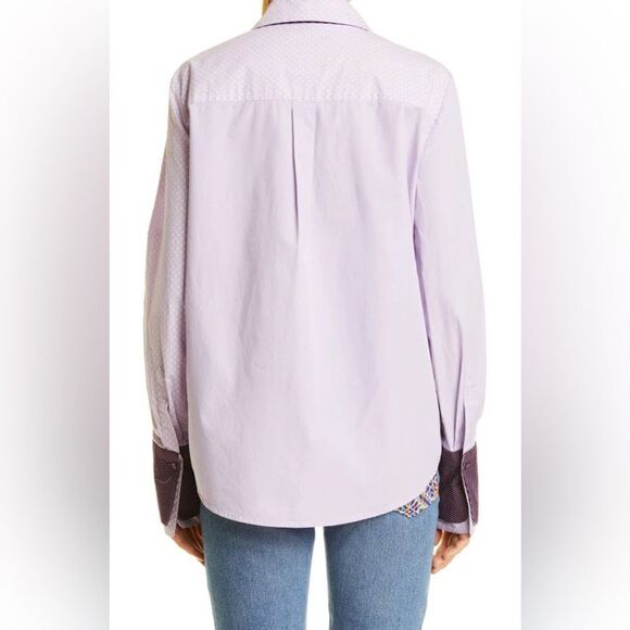 NWOT Le Superbe Ex-Boyfriend Double Cuff Button Down Shirt in Lavender Fields 0 - Picture 5 of 16